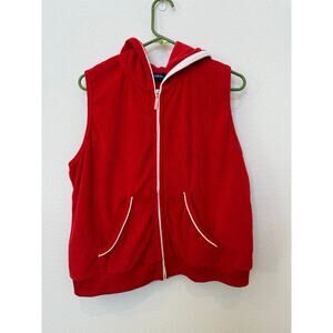 Vintage Red Catalina Hooded Terry Cloth Vest Zip Up Large